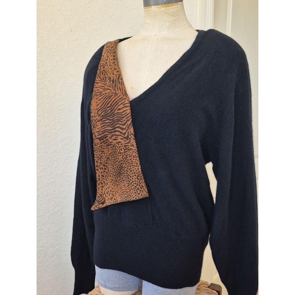 Argentina Vintage 75% Wool & 25% Rabbit Fur, Sweater With Animal Print Panel